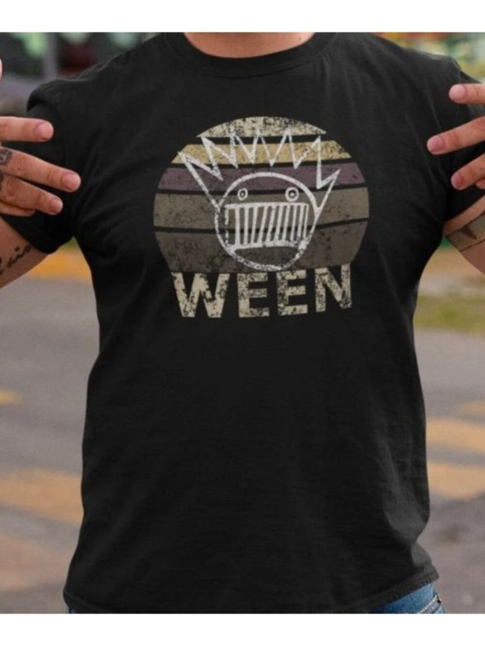 Ween Boognish Brown Sunset Black Shirt, Size Large NWT